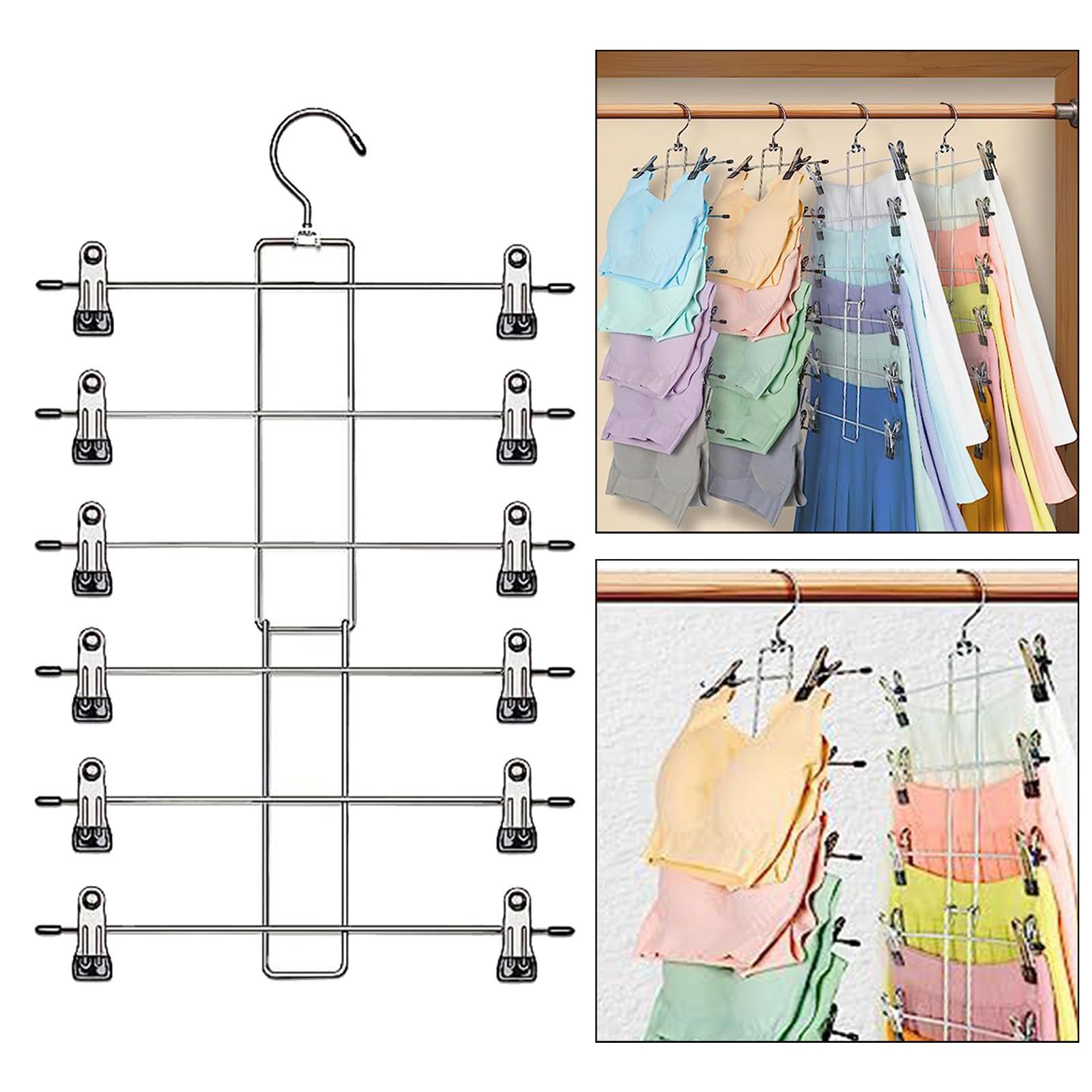 Skirt Hanger Heavy Duty 6 Tier Pants Hanger for Slacks Kids Clothes Shorts
