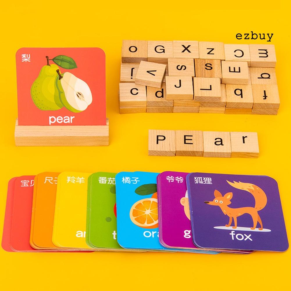 EY-See Spell Learning Toy Wooden Alphabet Words Cards Matching Puzzles Education