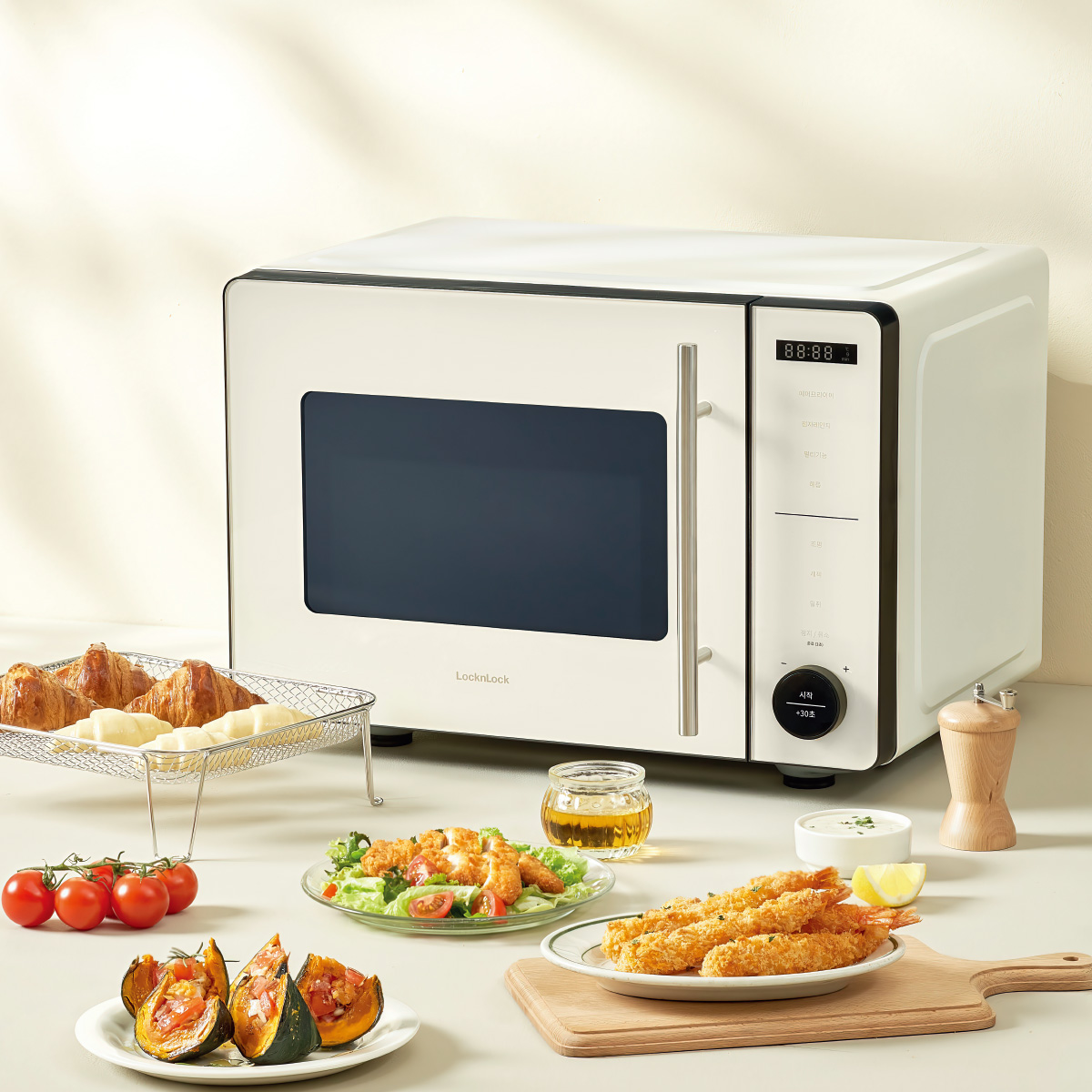 Lò chiên không dầu kết hợp lò vi sóng Locknlock EJF294IVY Rangefryer - 220-240V, 50Hz -  Dung tích 22L - Công suất 1800W(chiên)/1500W(vi sóng), công suất vi sóng 900W - Hàng chính hãng