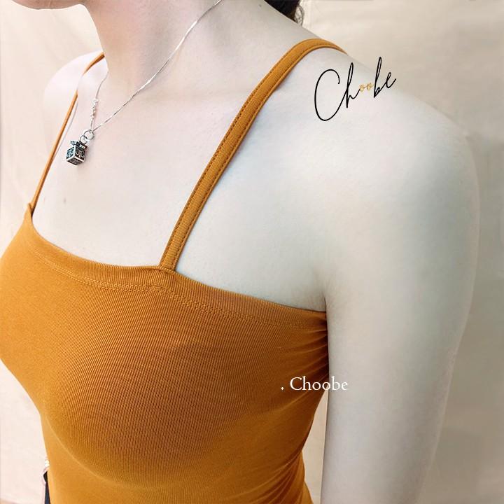 Áo croptop hai dây nữ Choobe không đệm dáng ôm vải cotton co giãn tốt có chốt điều chỉnh - A11