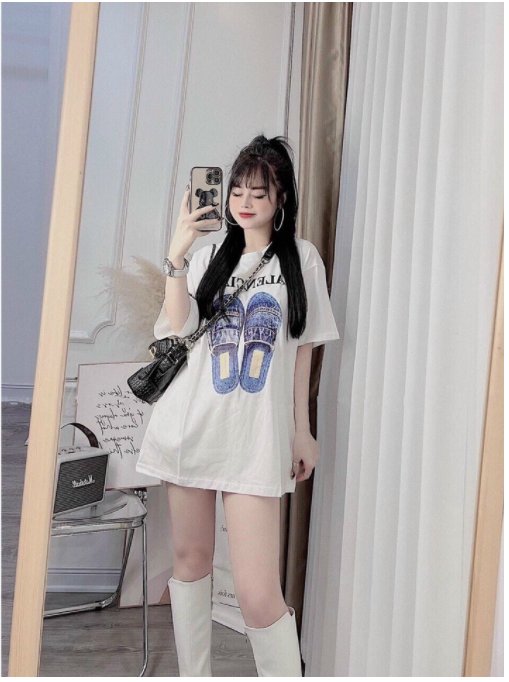 Áo thun cộc tay nam nữ hình 5D đôi giày buộc dây thời trang hè, áo thun tay lỡ in hình đôi dép, Áo Thun Unisex Form Rộng Tay Lỡ, Áo Phông Nam Nữ Oversize in hình Đôi dép, Áo thun Unisex Basic Tee phông