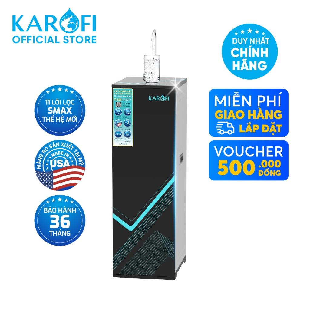 Máy lọc nước RO Mỹ 11 lõi Karofi KAQ-L06 - Bổ sung lõi Hydrogen Plus, RO Mỹ 50GPD, Cụm lõi Smax HP 6.0 - Hàng Chính Hãng