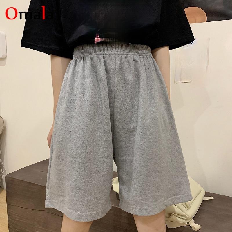 Hàn Quốc Cotton Nguyên Chất Xám Đen Quần Short Nữ Thời Trang Thường Xuyên Rời Size Lớn Thẳng Chắc Chắn Độ Đàn Hồi Quần Short Jogger Nữ