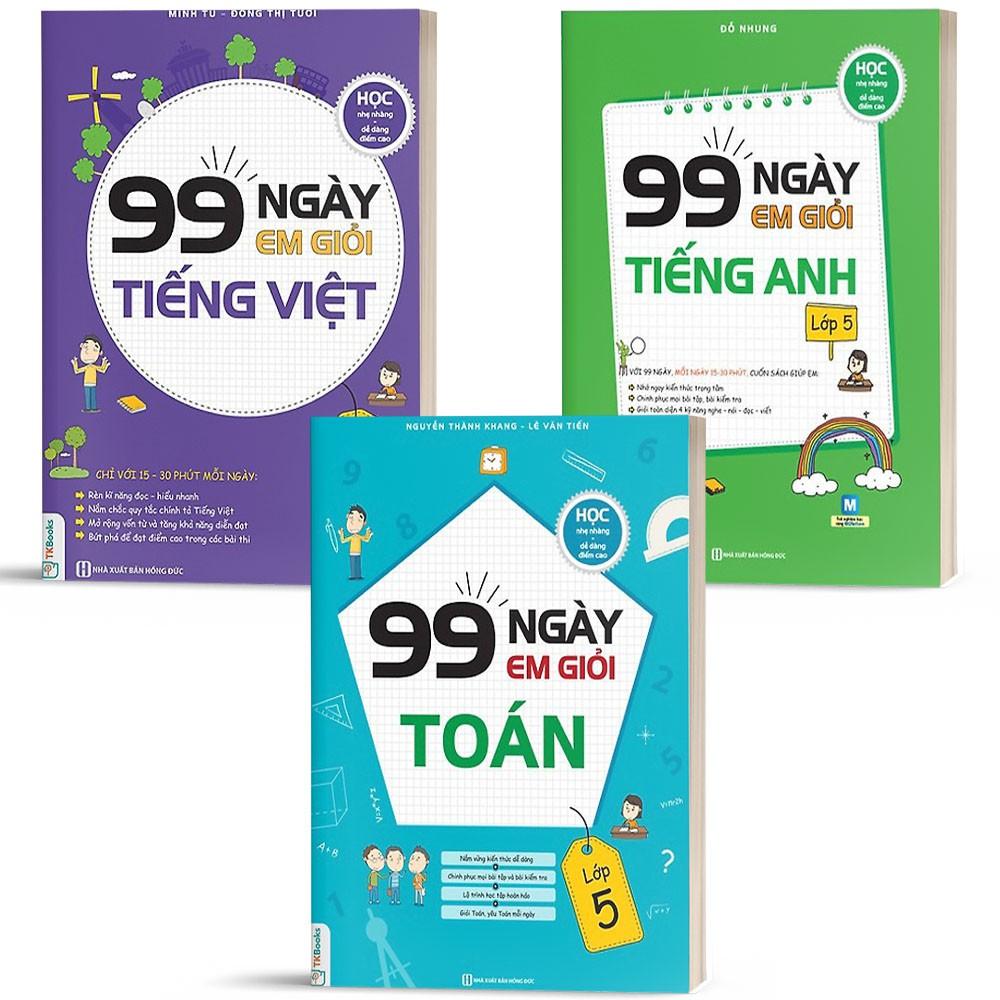 Sách - Combo 99 Ngày Em Giỏi Toán - Tiếng Việt - Tiếng Anh Lớp 5 ( Tặng kèm bookmark thiết kế )