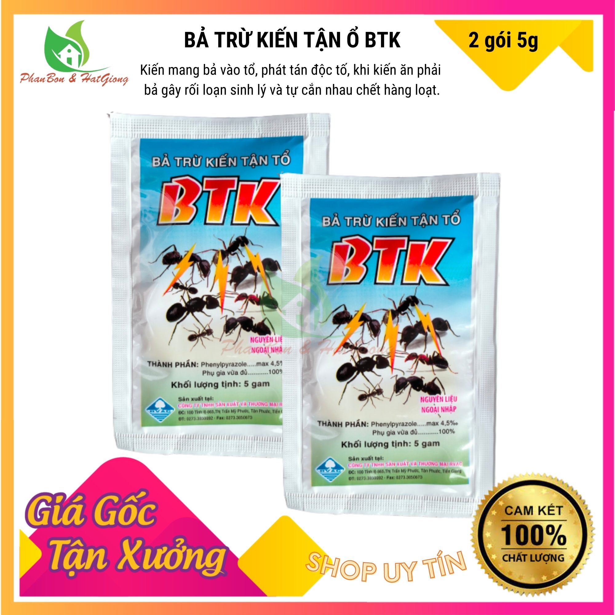 Bả Diệt Kiến Trừ Kiến Tận Tổ BTK 5g - Shop Phân Bón và Hạt Giống