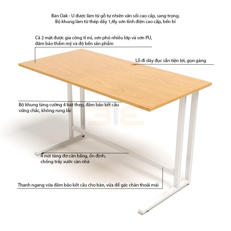 Bộ Bàn Oak-U Trắng Và Ghế Đen IBIE IB517