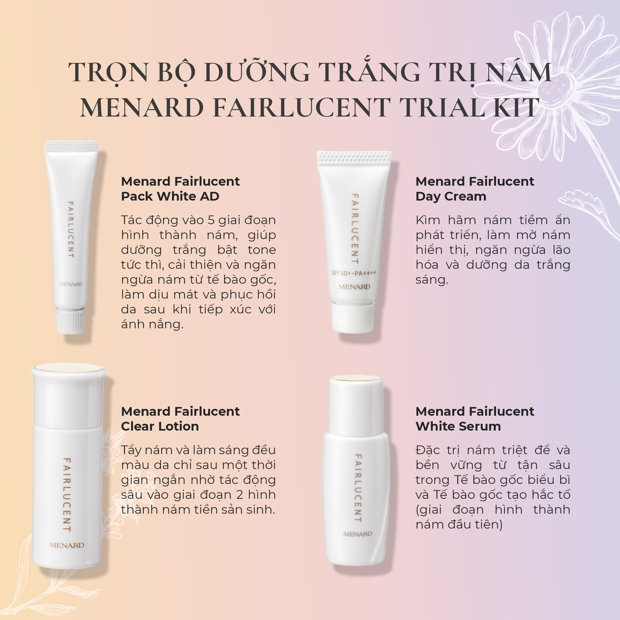 Dung Dịch Dưỡng Da Menard Fairlucent Clear Lotion Sample Dưỡng Trắng Và Làm Mờ Nám (10ml)