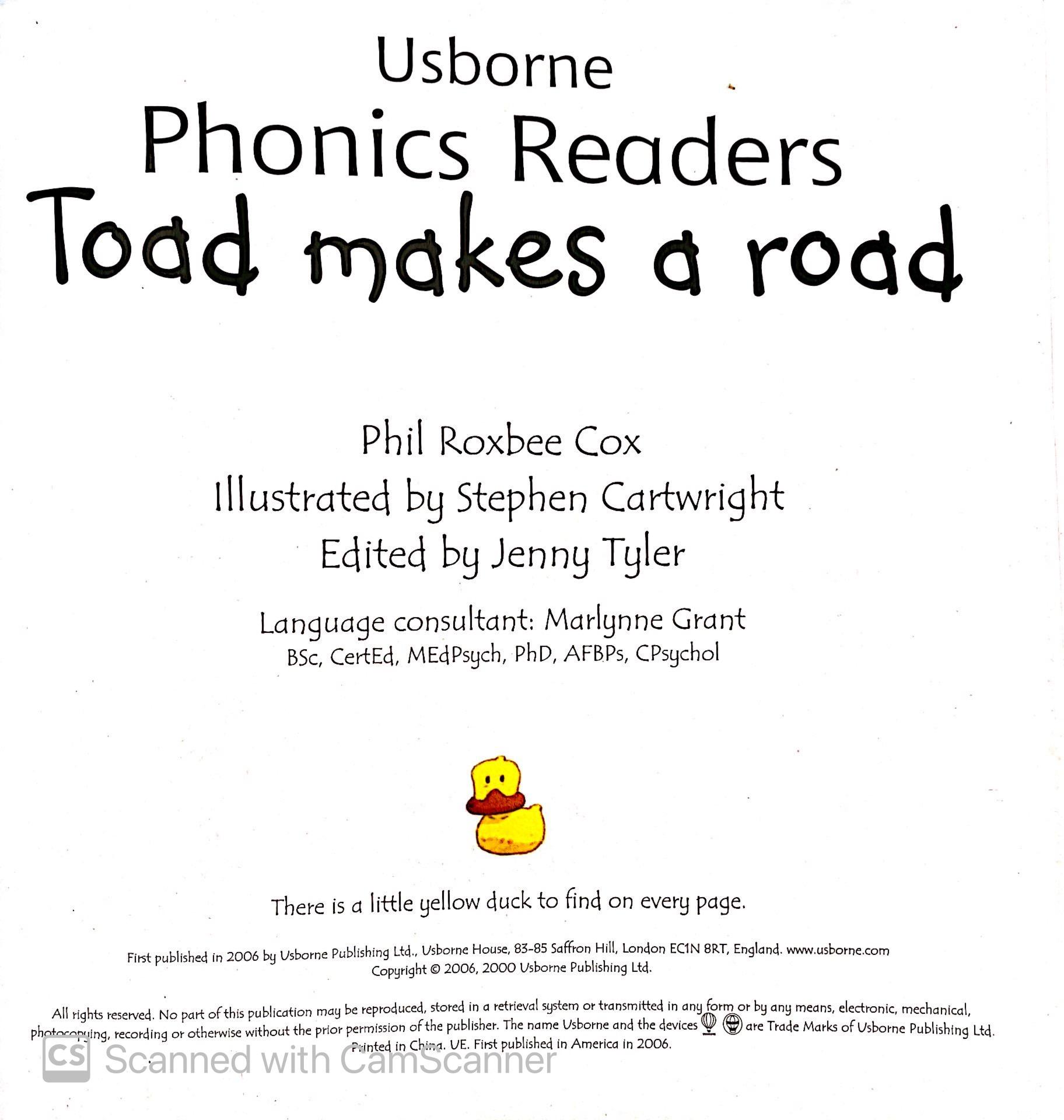Usborne Toad makes a road