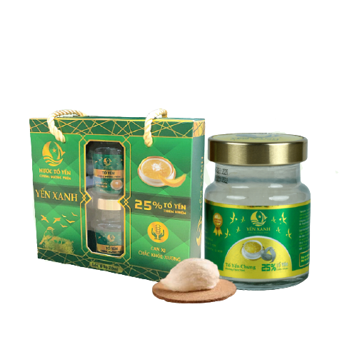 TỔ YẾN CHƯNG ĐƯỜNG PHÈN - YẾN XANH - LỐC 6 LỌ