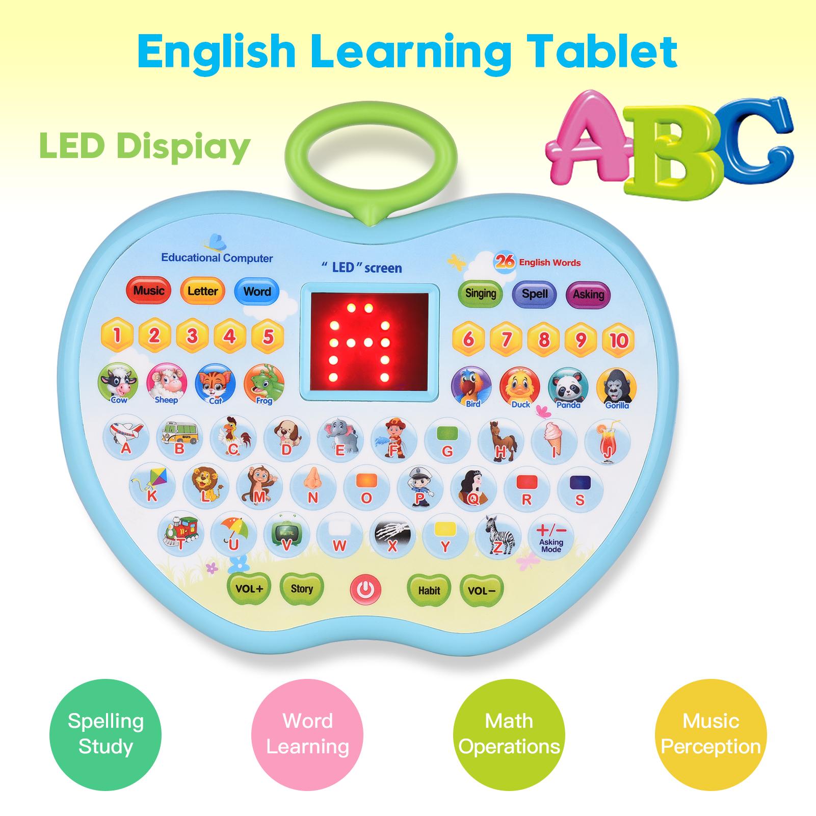Early Educational Toy Learning Tablet Toddler Computer Toy with LED Screen Display 8 Learning Modes Gift for Age 3-6