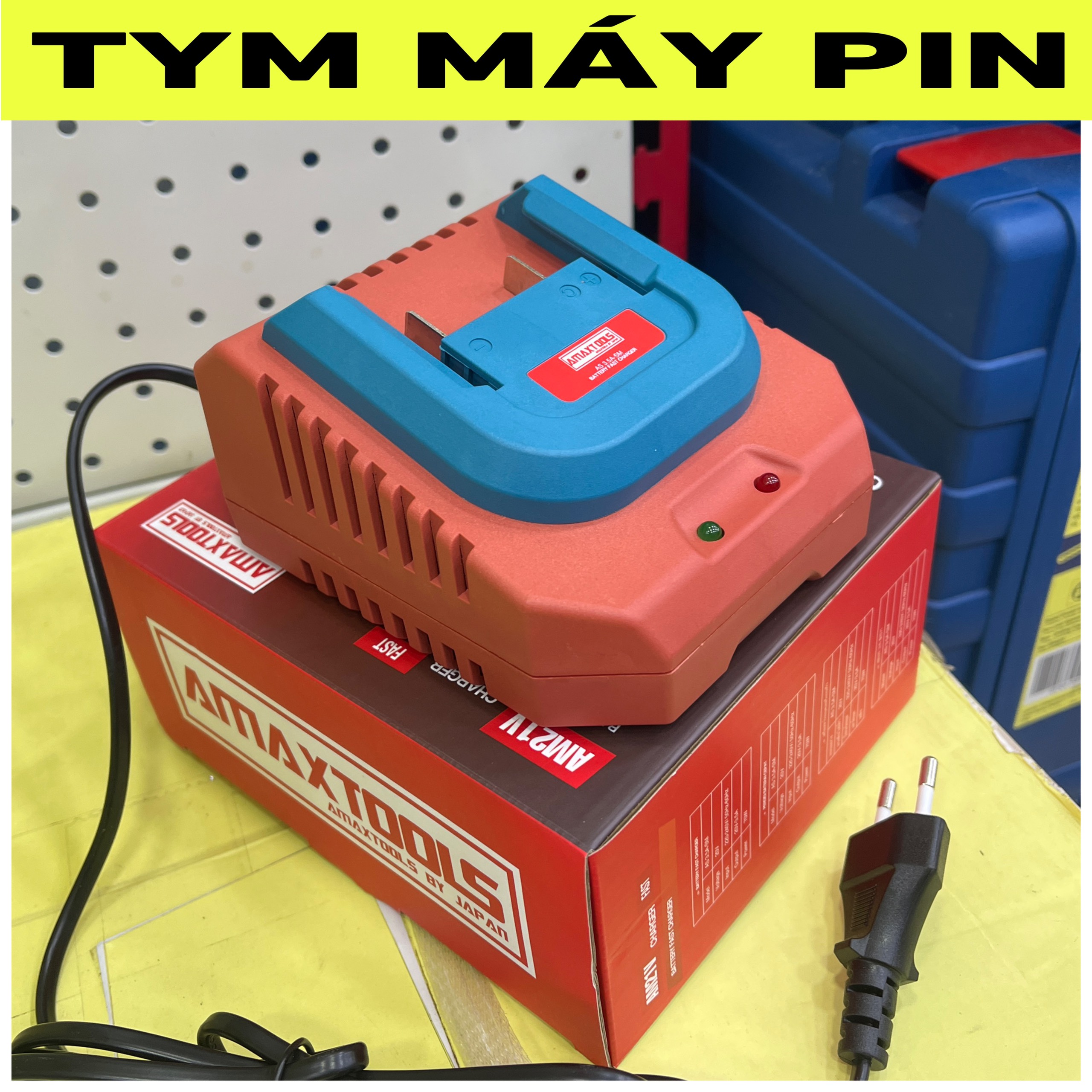 Đế Sạc pin 21V Amaxtools dành cho chân pin phổ thông M21 - tymmaypin