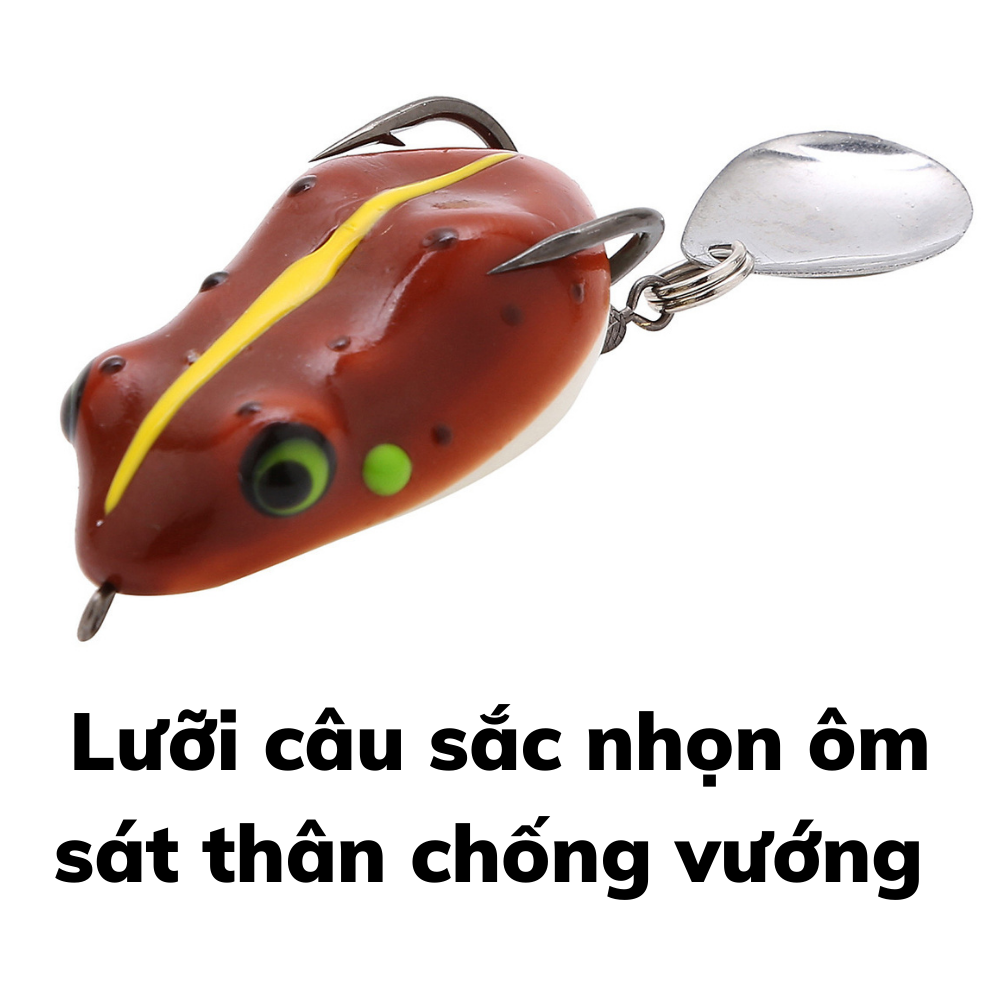 Mồi nhái giả câu lóc v3 bull nặng 7g x 4.5cm có thìa xoay, nhái hơi nổi câu cá chuối sộp cá lóc hồ giải trí hiêu quả