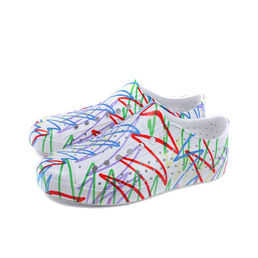 Giày Lười Unisex NATIVE Jefferson Print - Shell White/ Shell White/ Multi Doodle - 42.5