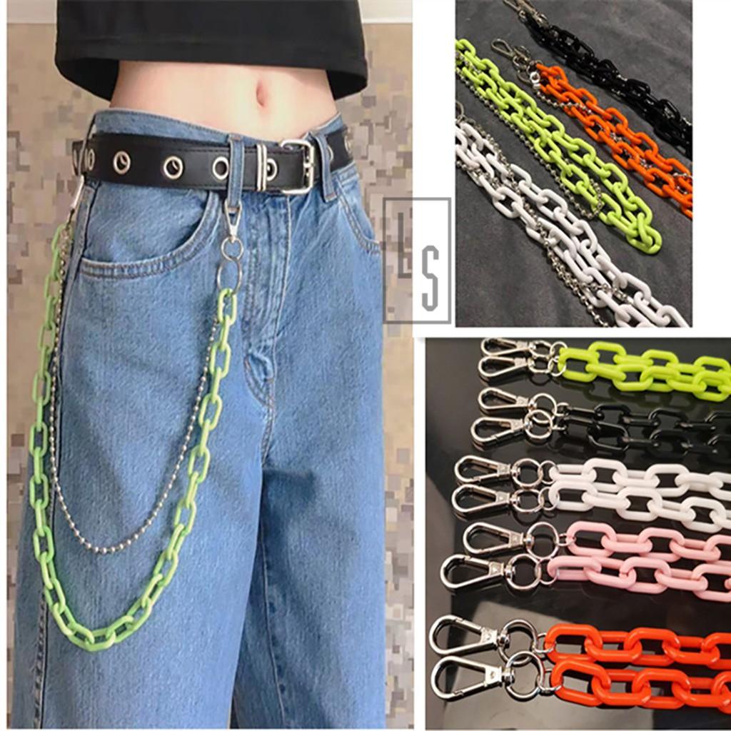 Xích Chain Quần Unisex Nhiều Màu - Chain Quần Nhựa Phối Chuỗi Xích Ulzzang