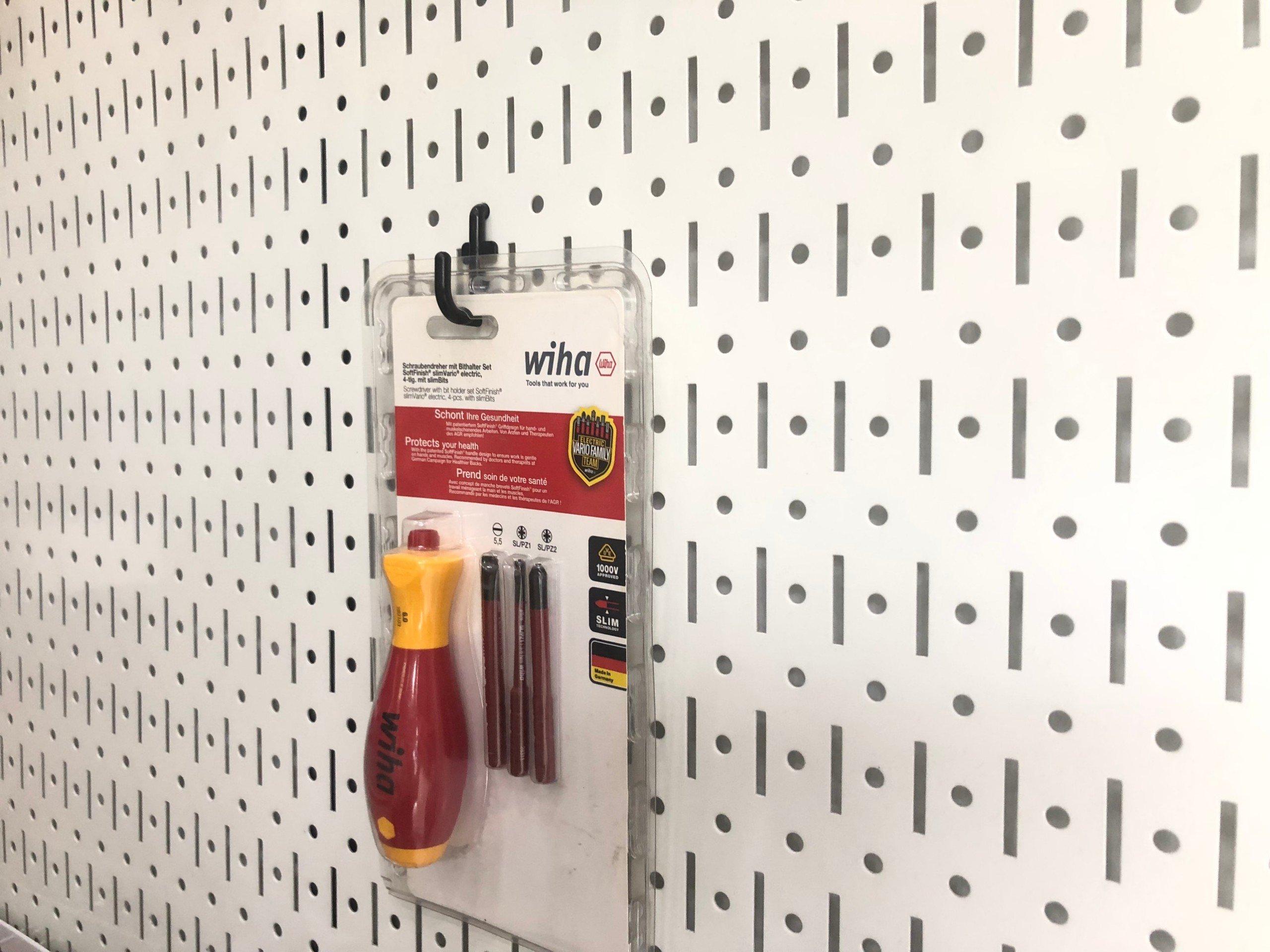 Bộ 5 móc treo vách lưới pegboard nhựa màu đen