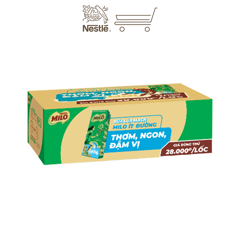 [GIÁ DÙNG THỬ] Sữa lúa mạch Nestlé MILO ÍT ĐƯỜNG (thùng 48 hộp x 180ml)