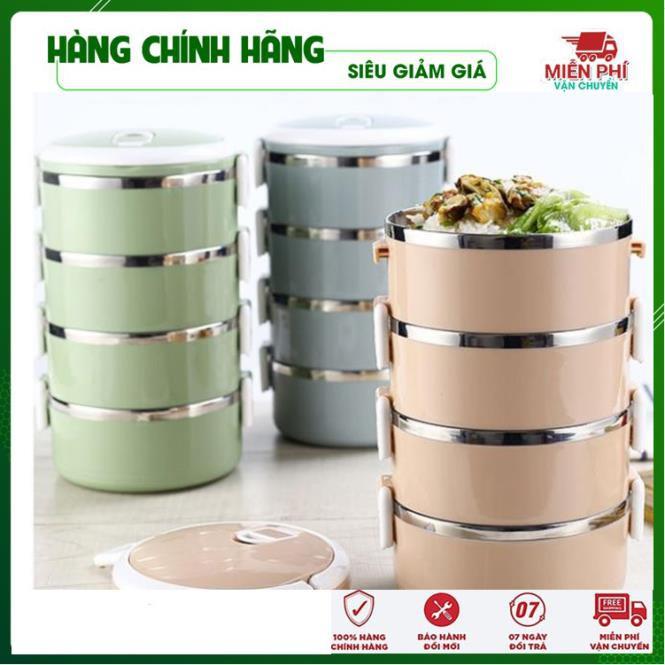 Cặp lồng cơm lúa mạch ruột inox, hộp cơm giữ nhiệt 4 tầng - Đồ Gia Dụng Thông Minh