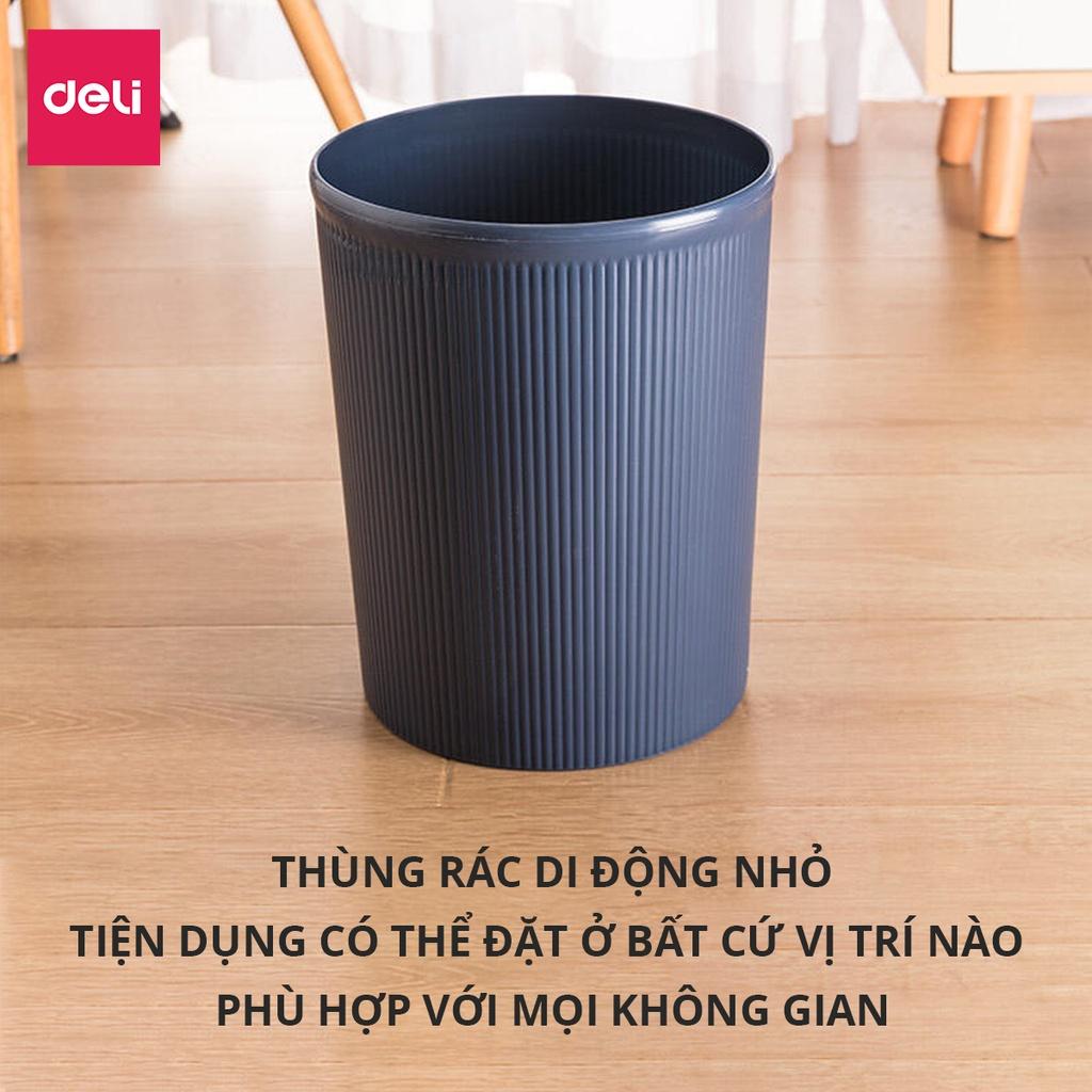 Thùng rác nhựa tròn Deli - Dung tích 10l - Nhựa pp dễ vệ sinh, không bám bẩn - 9581