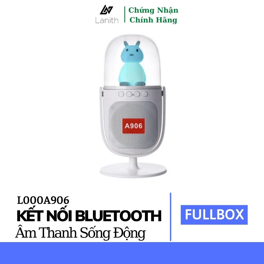 Loa Bluetooth Để Bàn Trang Trí LANITH A906 - L000A906 - Tặng Kèm Cáp Sạc 3 Đầu - Âm Thanh Đỉnh Cao, Bass Trầm Mạnh Mẽ - Đèn Led Nhiều Màu Dễ Thương - Hỗ Trợ Thẻ Nhớ, USB, Jack 3.5 - Pin Tích Hợp - Hàng Nhập Khẩu