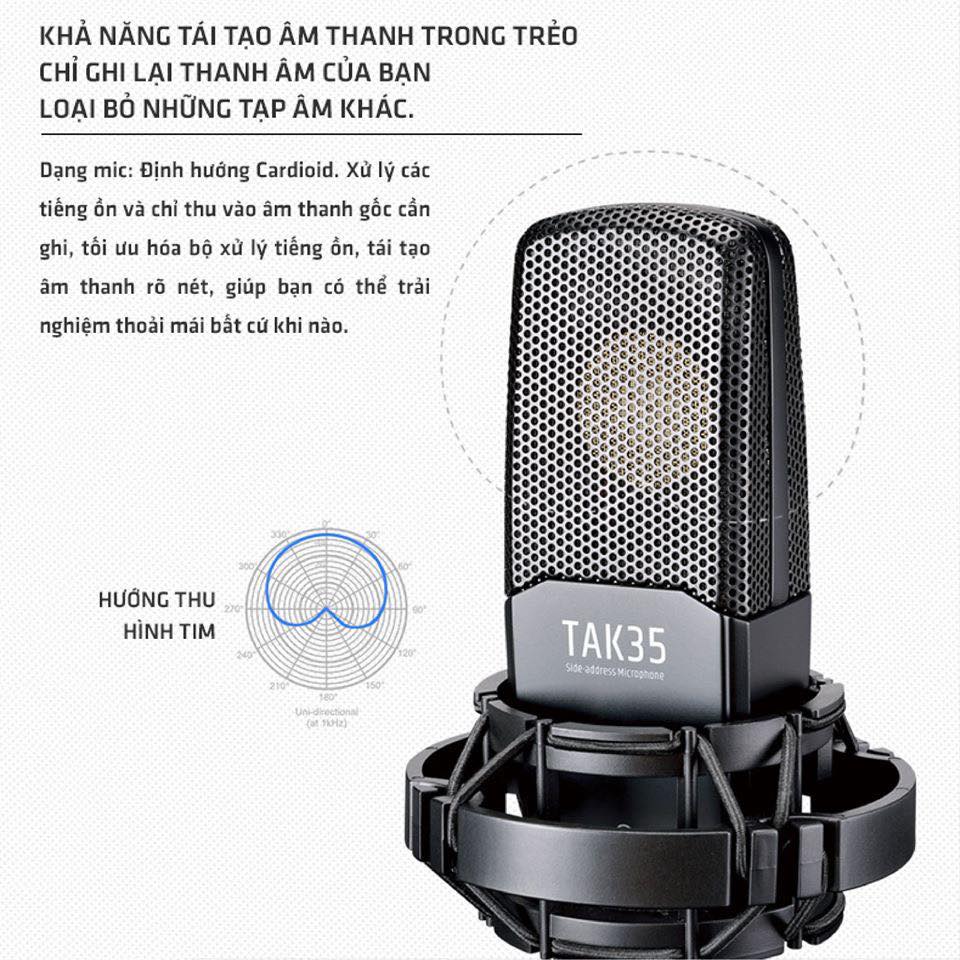 Micro thu âm condenser 48v Takstar TAK35 - Hàng Chính Hãng