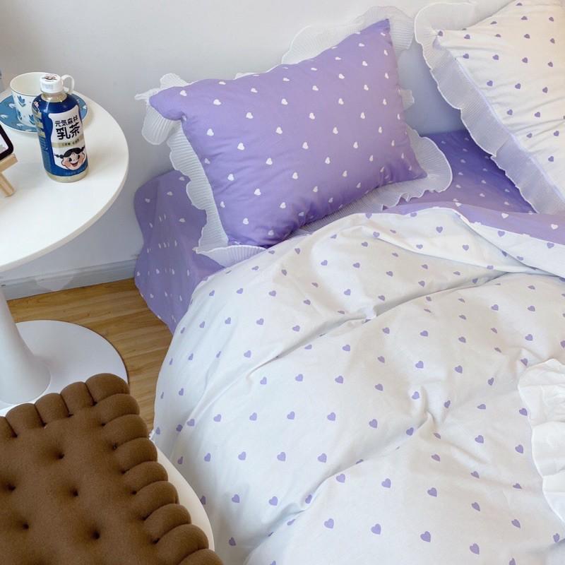 Set Cotton bèo 100%cotton Hàng Nhập Khẩu Cao Cấp 4 Món Tim Vàng Có Thể Sử Dụng Cả 2 Mặt Để Đổi Mới Không Gian Phòng
