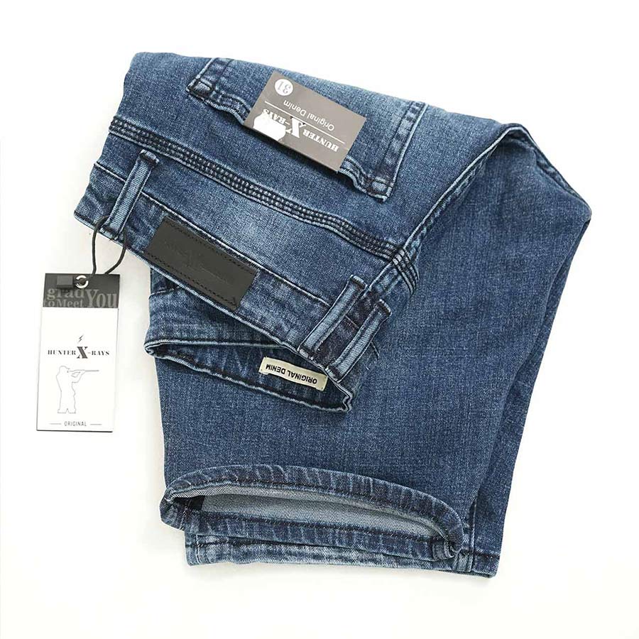 Quần Short Jeans Nam Cao Cấp HUNTER X-RAYS Form Slimfit Thun Màu Xanh S68