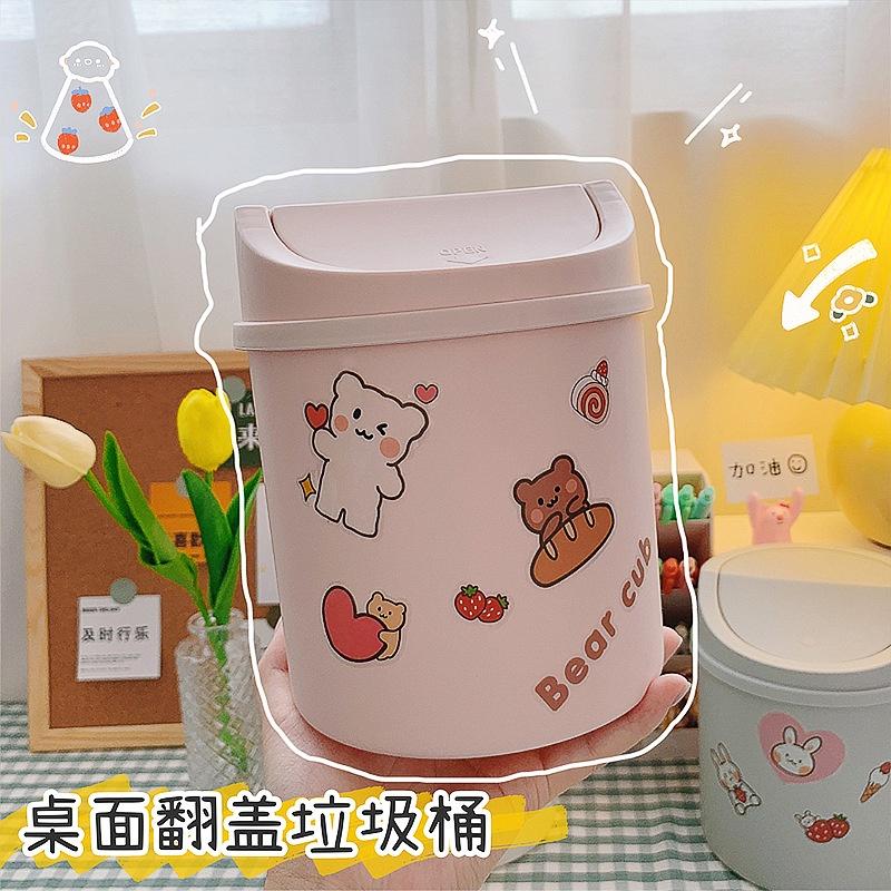 Thùng Rác Mini Nhựa Để Bàn Để Phòng Có Nắp Đậy Cute VP58