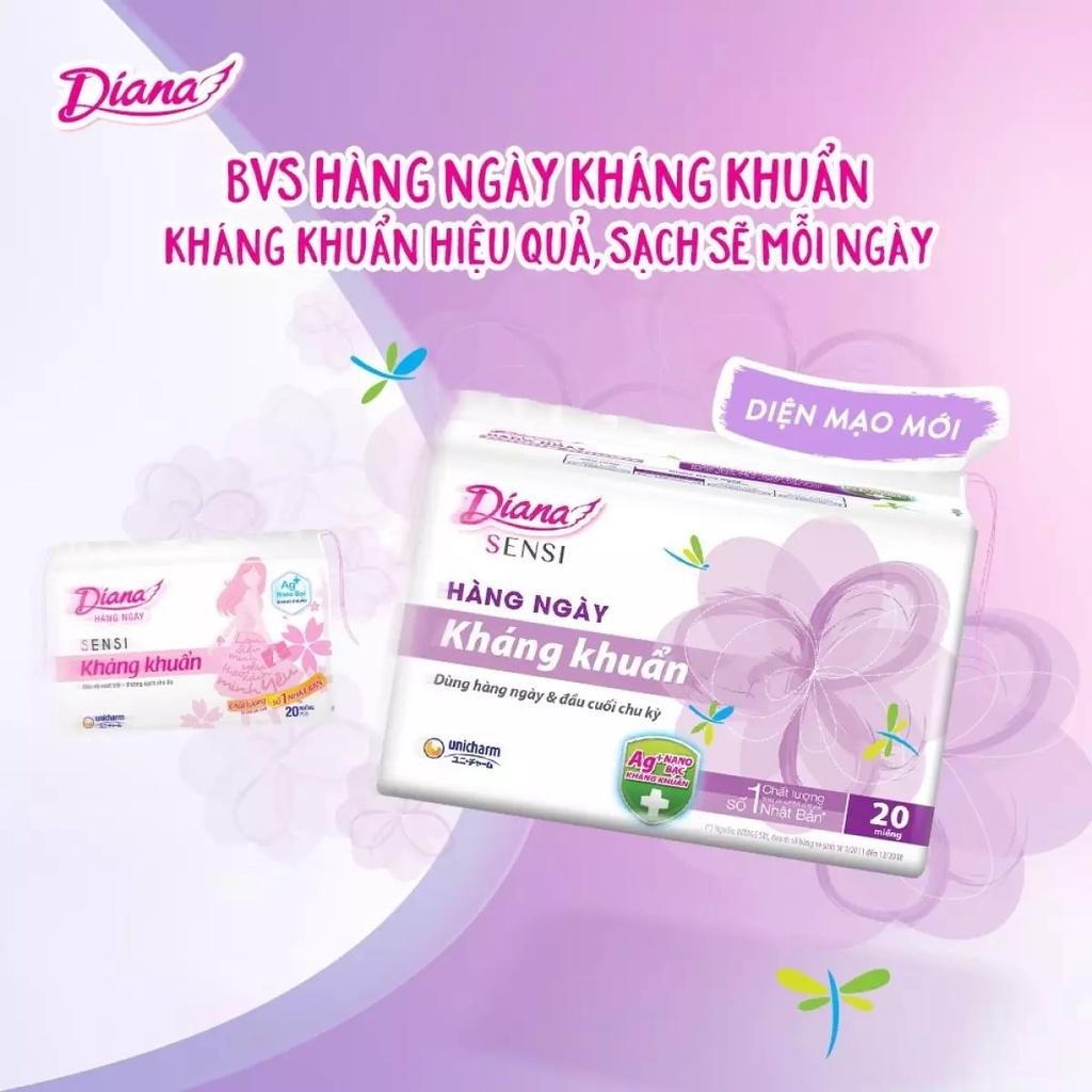 Combo 6 Băng vệ sinh Diana Sensi Hàng Ngày Kháng Khuẩn 40 + 4 miếng/gói x 6