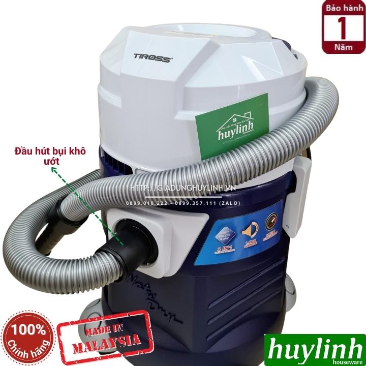 Máy hút bụi công nghiệp Tiross TS9301 - Dung tích 32 lít - Sản xuất tại Malaysia - 3 Chức năng Hút khô - ướt - thổi bụi - Hàng chính hãng