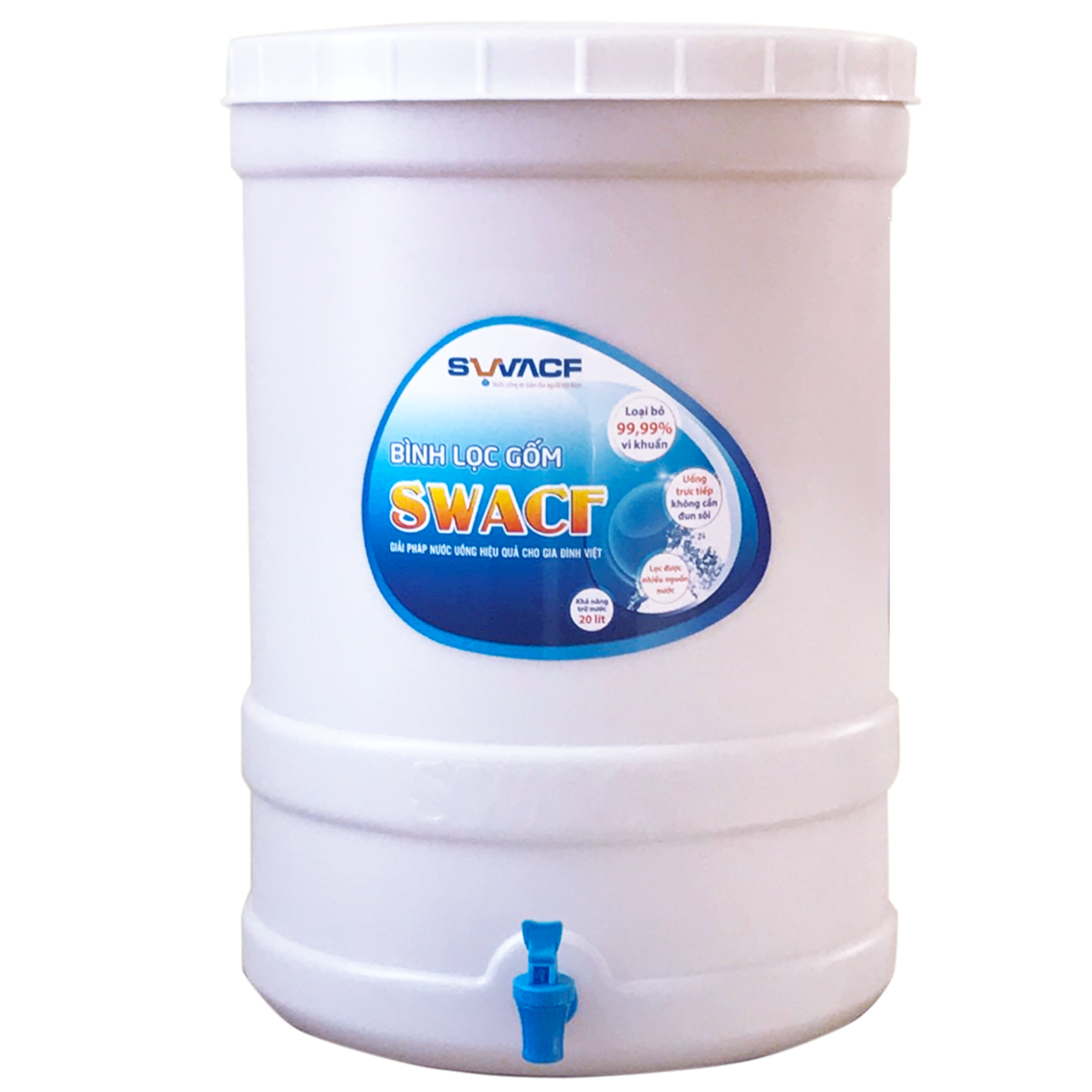 Bình lọc nước uống trực tiếp SWACF 20L | CWF, lõi lọc 10L, tốc độ lọc 2-4 lít/giờ, giữ khoáng thiết yếu - Công nghệ Mỹ