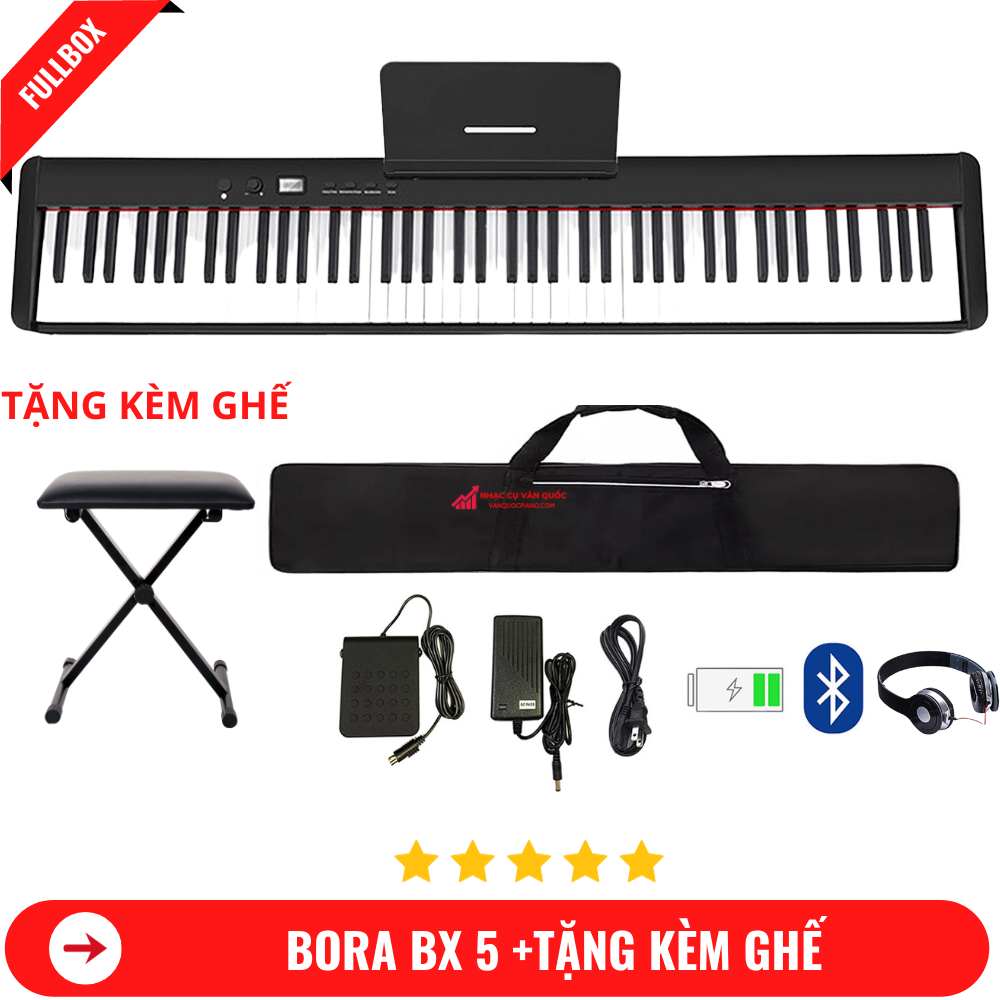 Đàn Piano Điện Bora BX 05 - 88 Phím Nặng Cảm Lực - Kết Nối Blutetooth + Chân Đàn + Tai nghe + Tặng Kèm Ghế