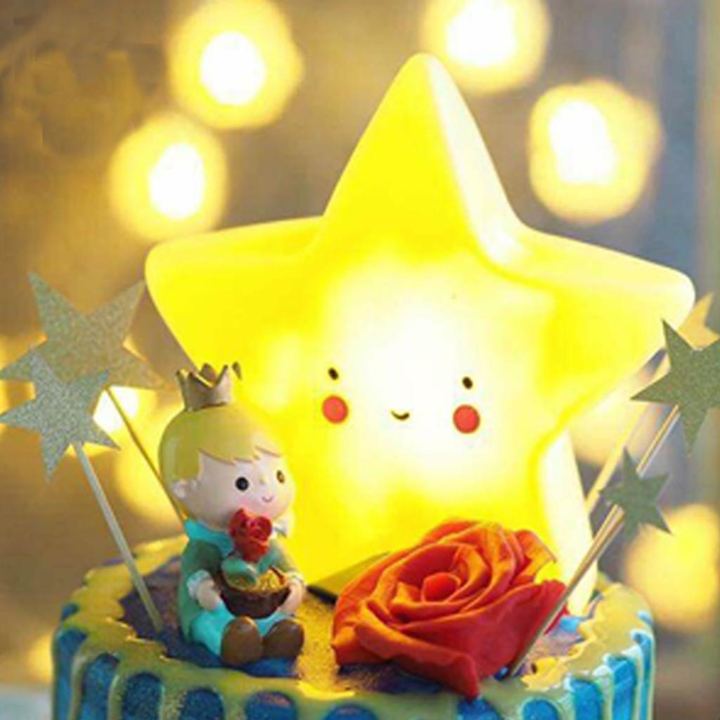 Star Shape Kids Bedroom Night Light Bedside Table Lamp Battery Operated Lamp