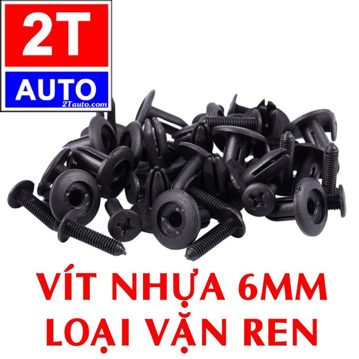 Bộ 10 đinh tán, chốt vít nở vit Nhựa 6mm Loại chuyên dùng có ren cho xe hơi ô tô:  SKU:183