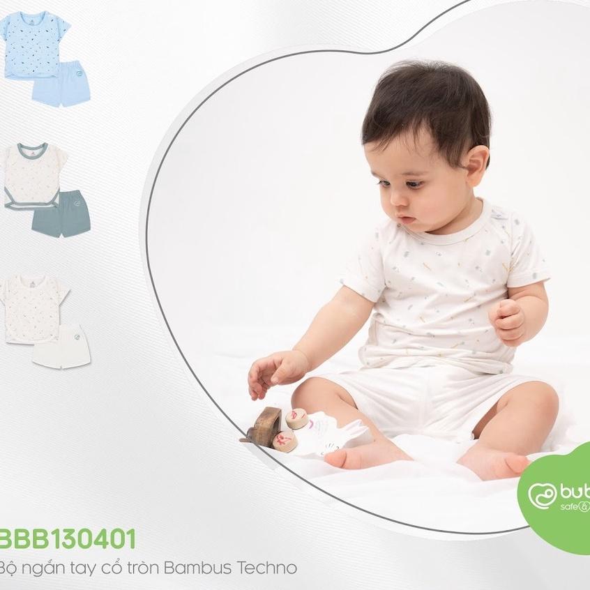 Bộ quần áo cộc tay cài vai sợi tre BU, bubaby cho bé 6m - 4y - BBB130401 Trắng