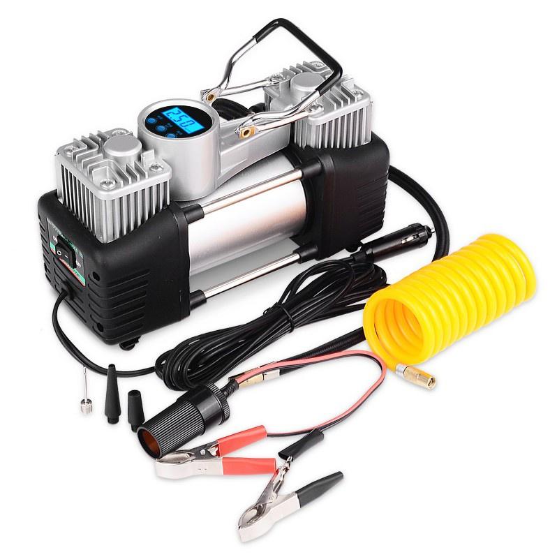 Bơm 2 Xi Lanh Dùng Cho Ô Tô Mã Lực Lớn Siêu Khỏe Có Hộp Nhựa - Bơm Lốp Ô Tô 2 Piston Xylanh 12V - HAI XY LANH