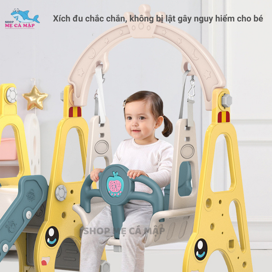 Cầu trượt xích đu Pakey ÔTÔ Cầu trượt cho bé TẰNG KÈM BÓNG RỔ Chịu tải 50kg Hàng Dày Dặn