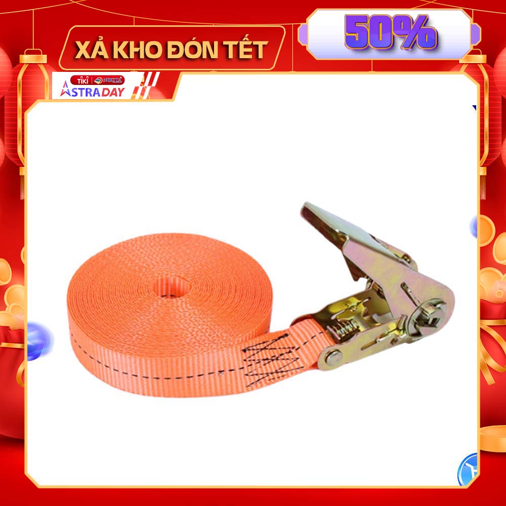 Dây chằng hàng, buộc hàng tăng đơ không móc, màu cam bản 2.5cm chiều dài 2-5-8-10-15m - NIKITA