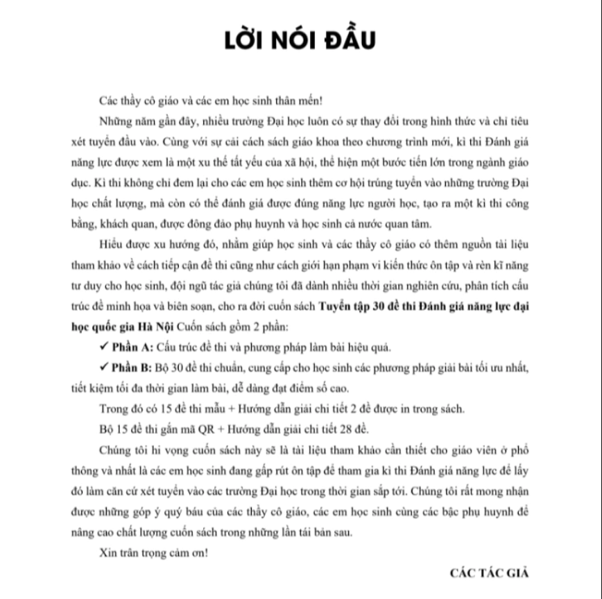 Sách - Tuyển tập 30 đề thi đánh giá năng lực Đại học Quốc gia Hà Nội 2025 (Tập 1) cho 2k7 VietJack