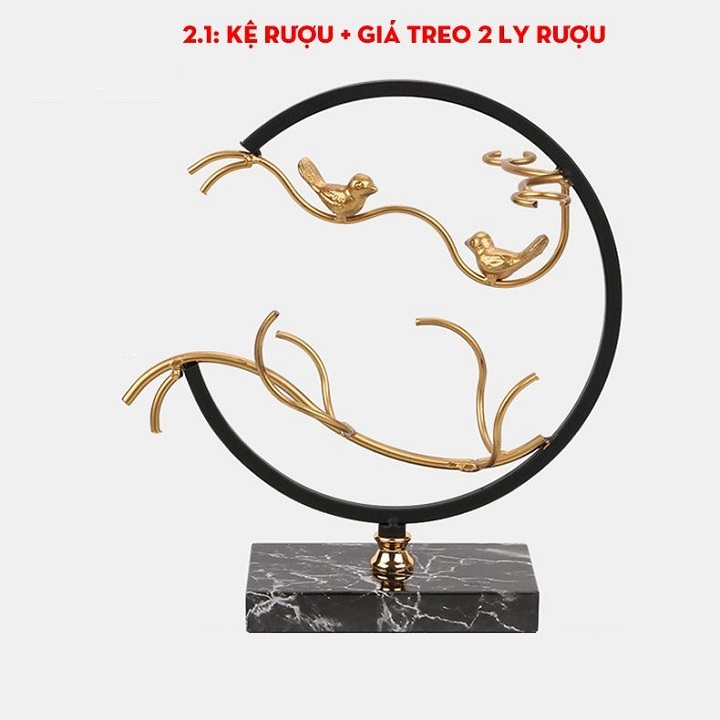 Kệ Để Ly Và Treo Ly Rượu Vang Chim Uyên Ương Hợp Kim Cao Cấp