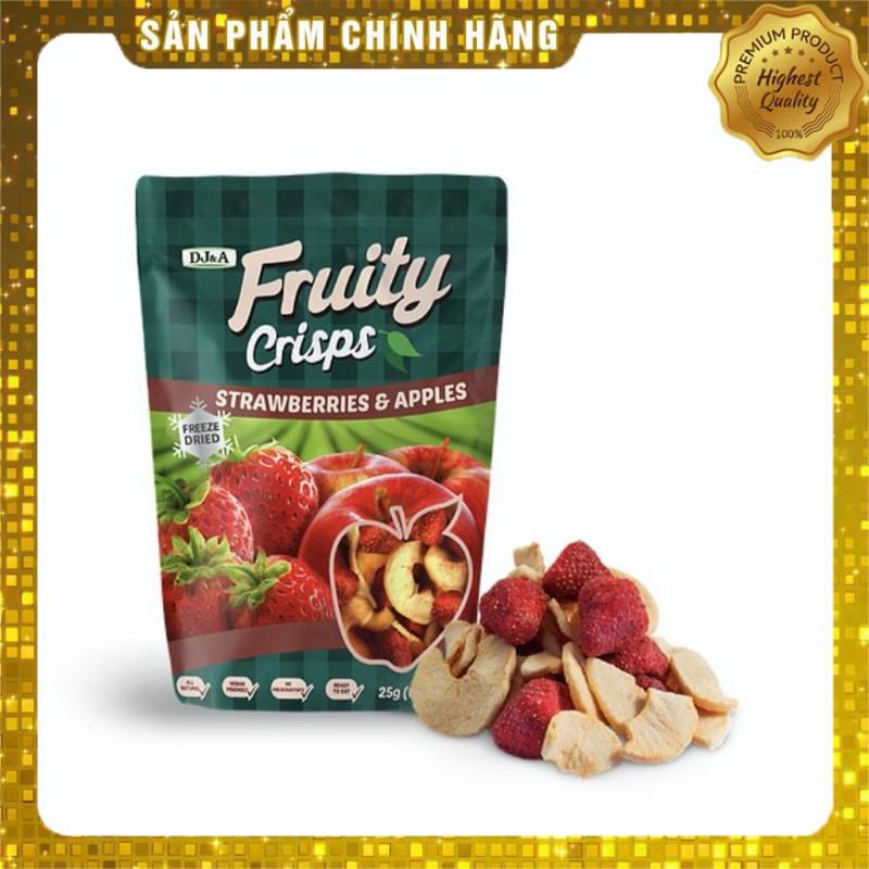 Táo &amp; Dâu sấy giòn siêu ngon DJ&amp;A 25gr tốt cho sức khoẻ - Fruity Crisps Apple &amp; Strawberry Mix DJ&amp;A