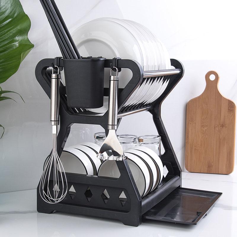 Hộ Gia Đình Món Ăn Phơi Vật Dụng Nhà Bếp Món Ăn Lưu Trữ Thoát Nước Giá Để Đồ Đa Năng 2 Tầng Món Ăn Lọc Giá Kichen Vật Dụng