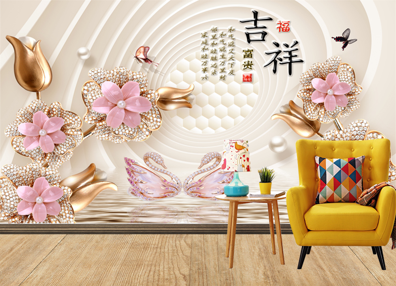 TRANH HOA 3D DÁN TƯỜNG CAO CẤP,Tranh dán tường 3d, Tranh hoa 3D, tranh lụa 3D dán tường,tranh dán tường phòng khách 3D PVP-42851