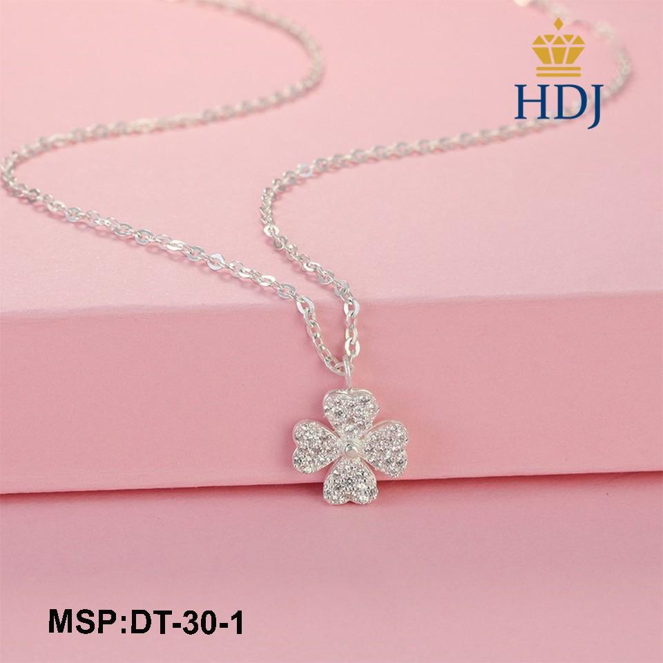 Dây chuyền bạc nữ mặt hình cỏ 4 lá đính đá sang trọng trang sức  HDJ mã DT-30-1