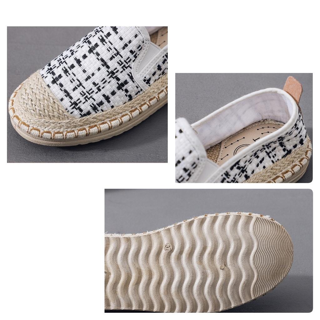 Slip on - Giày lười vải nữ phong cách HQ - Chất liệu vải sợi thô dệt kiểu len thoáng khí, đế cao su chống trơn - Mã 681