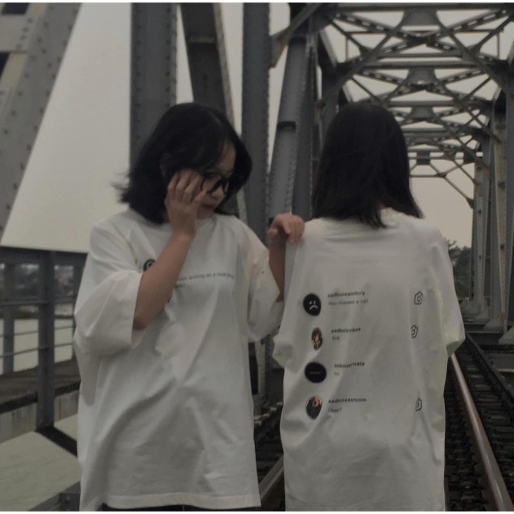 Áo phông Sadboiz tay lỡ Unisex form rộng nam nữ vải cotton co dãn, Áo thun sad boiz sadtagram thêu logo mặt mếu