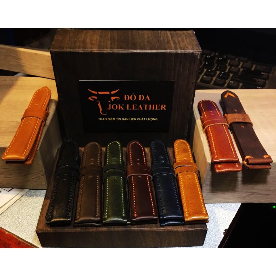 Dây Da Đồng Hồ Da Bò Jok Leather màu xanh lam tặng kèm khóa