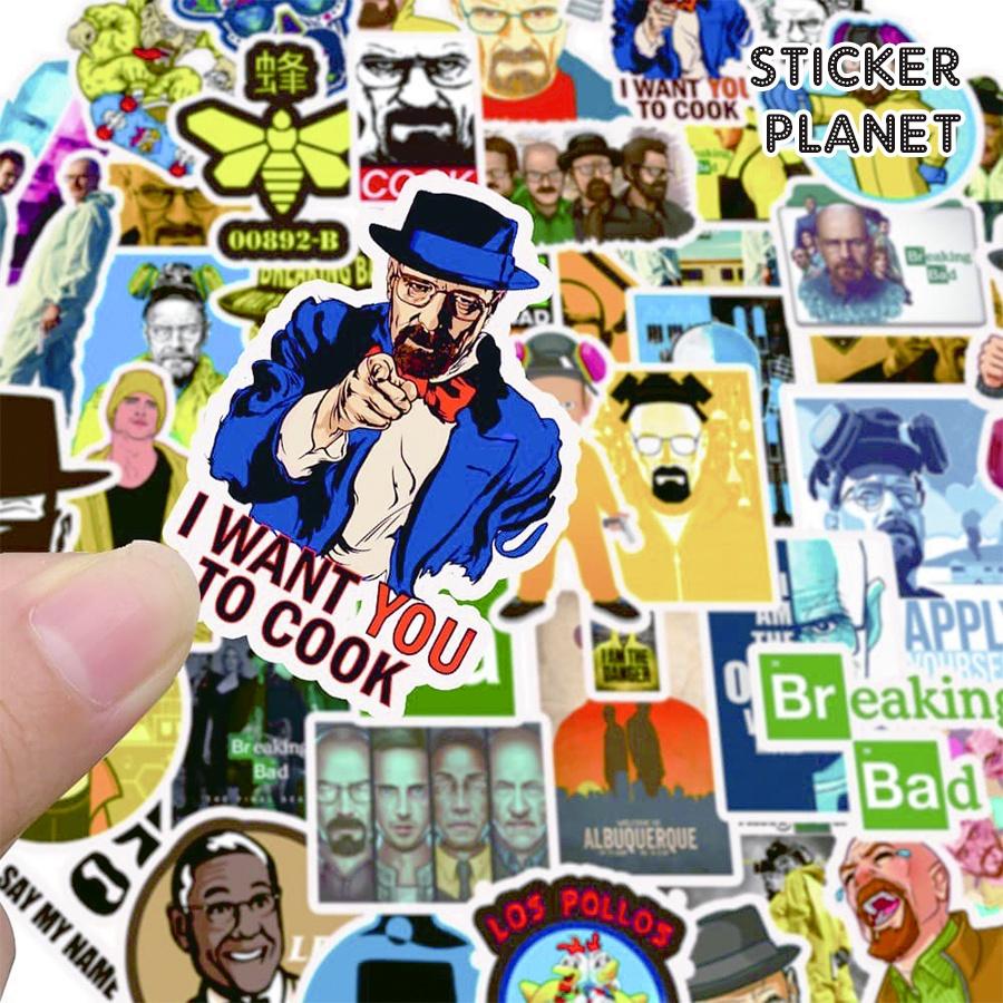 Sticker phim Breaking Bad trang trí mũ bảo hiểm, đàn, guitar, ukulele, điện thoại laptop