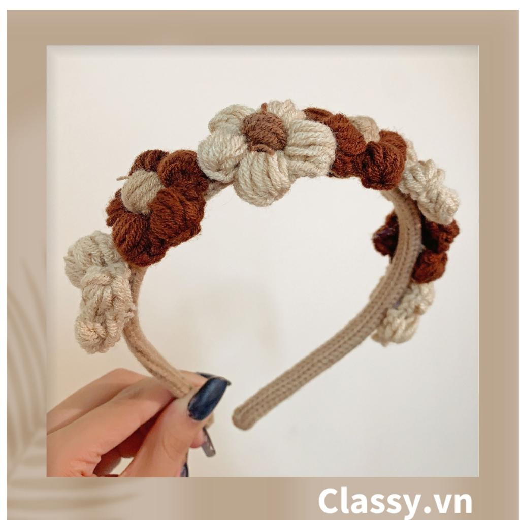 Băng đô cài tóc Classy kẹp càng cua bọc vải len sang trọng PK1625