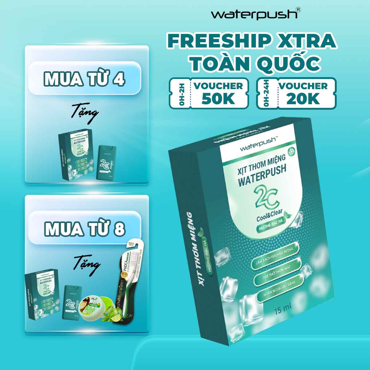 Xịt Thơm Miệng WaterPush 2C 15ml 