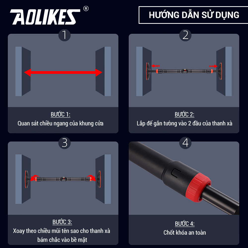 Xà đơn gắn cửa treo tường cao cấp AOLIKES A-SW213 pull up bar home gym